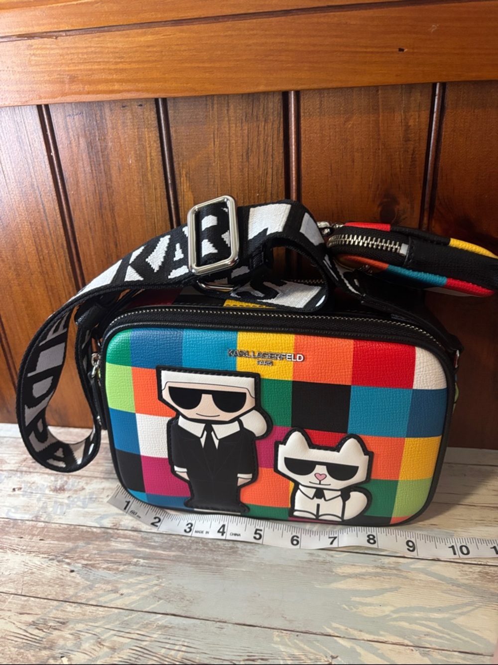 Karl Lagerfeld Multicolor Checkerboard Crossbody Bag